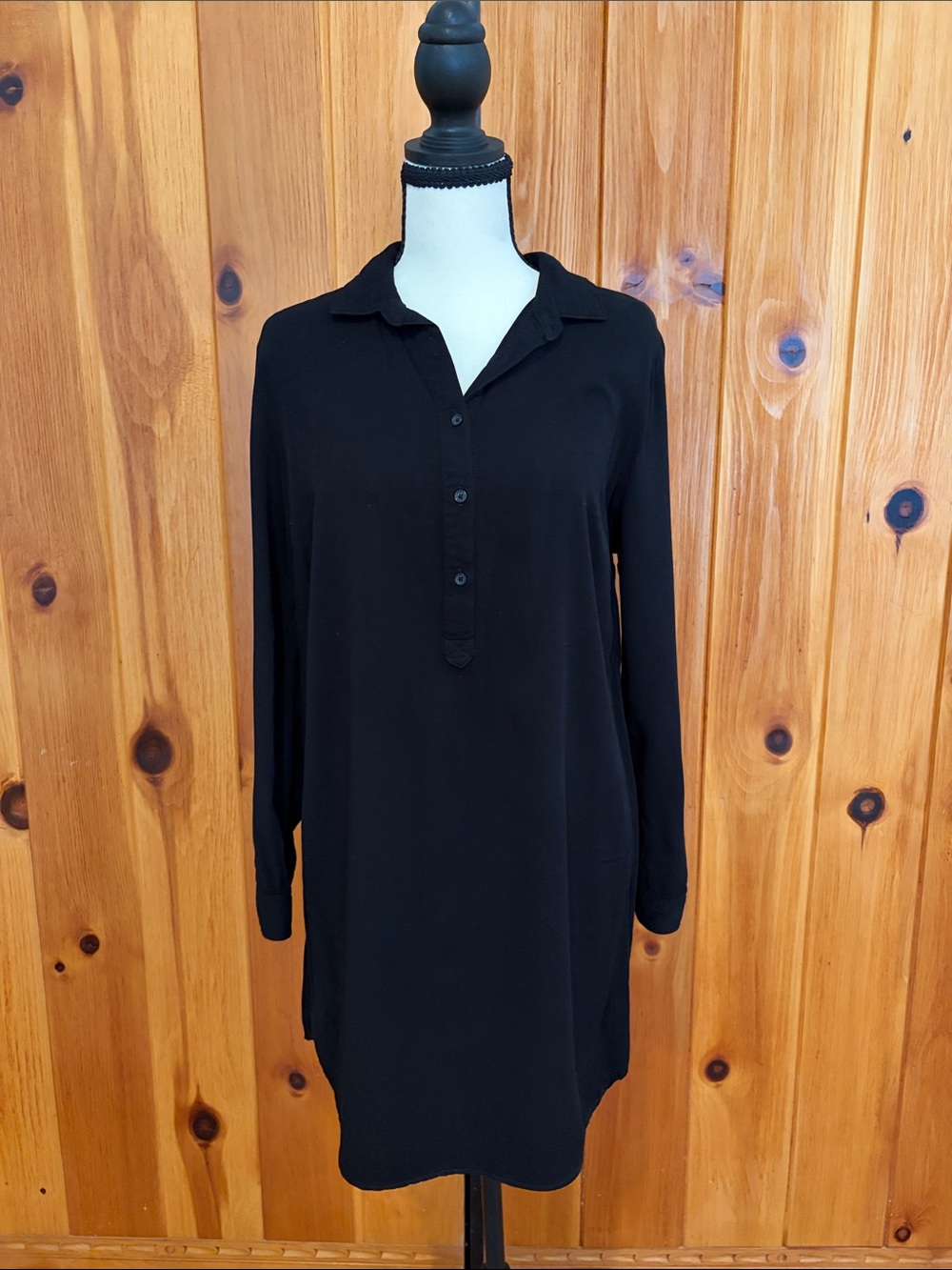 Old Navy Black Long Sleeve Tunic Blouse Size Medium